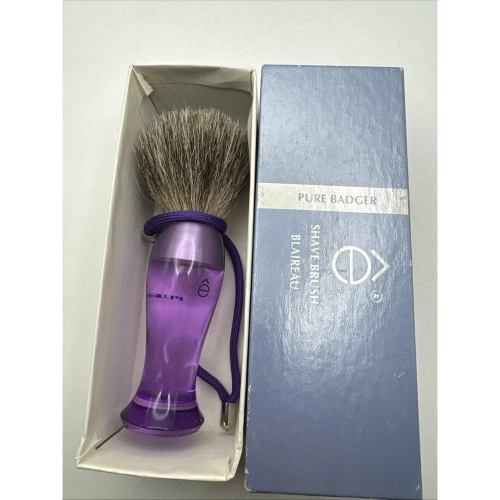 eShave Pure Badger Shaving Brush Purple Clear New